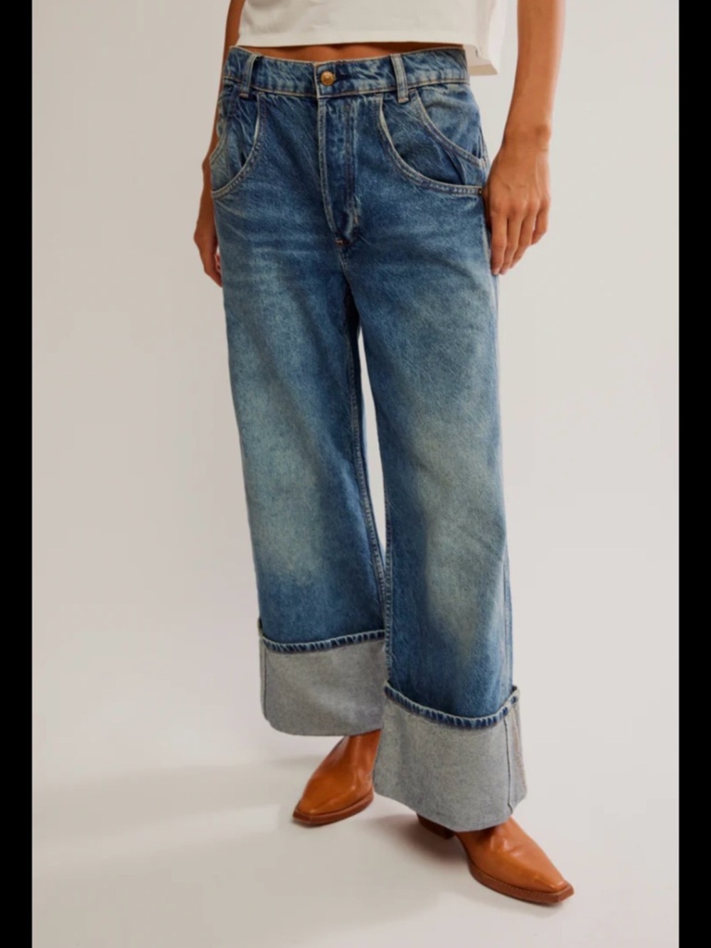 We The Free Final Countdown Women's Wide-Leg Blue Jeans